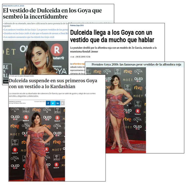clipping de medios Dulceida - Premios Goya